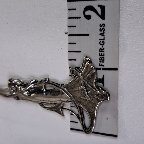 Sterling Silver Art Nouveau Lady Dangle Earrings - Picture 10 of 12